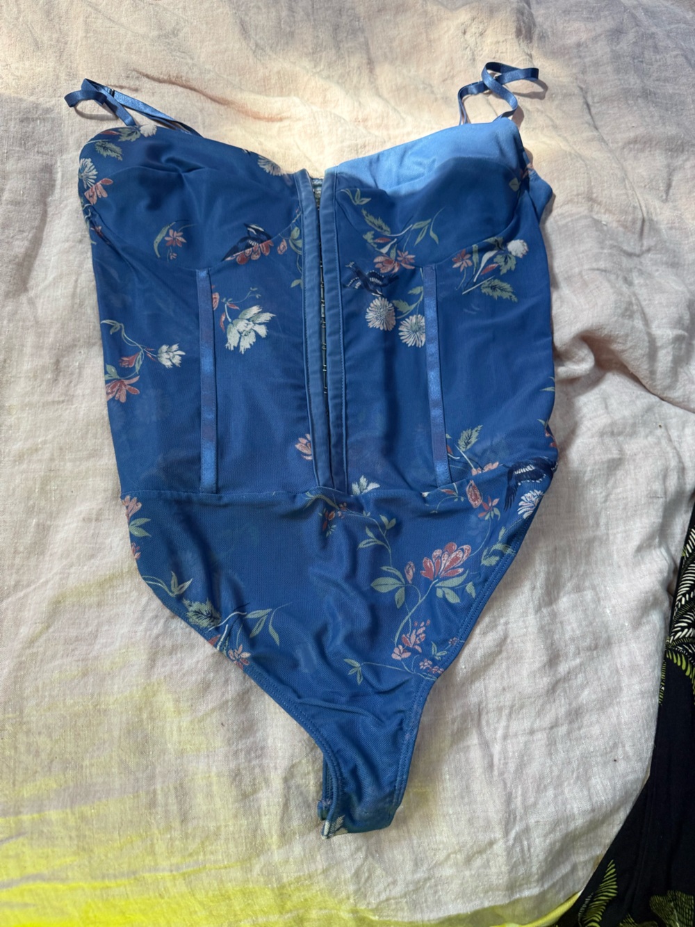 Women's Blue Floral Lightweight bodysuit